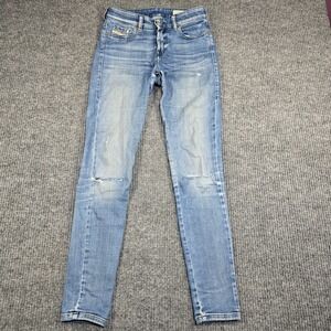 Diesel Jeans Womens 26x32 Blue Denim Slandy Skinny Straight 083AO Distress 27x29